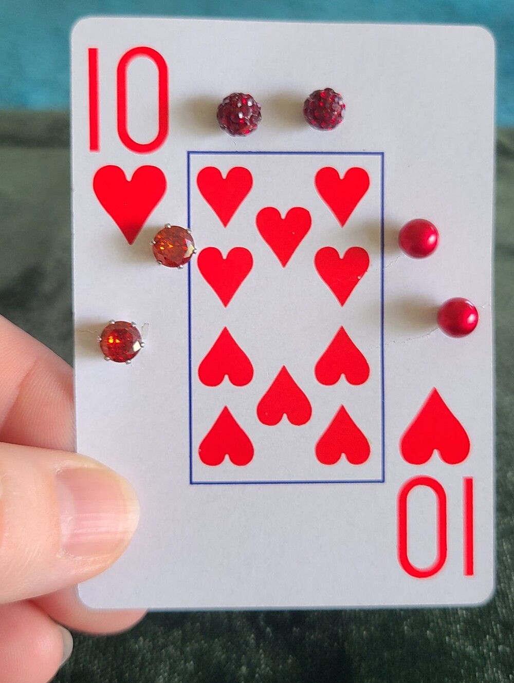 Red Stud Earrings Trio